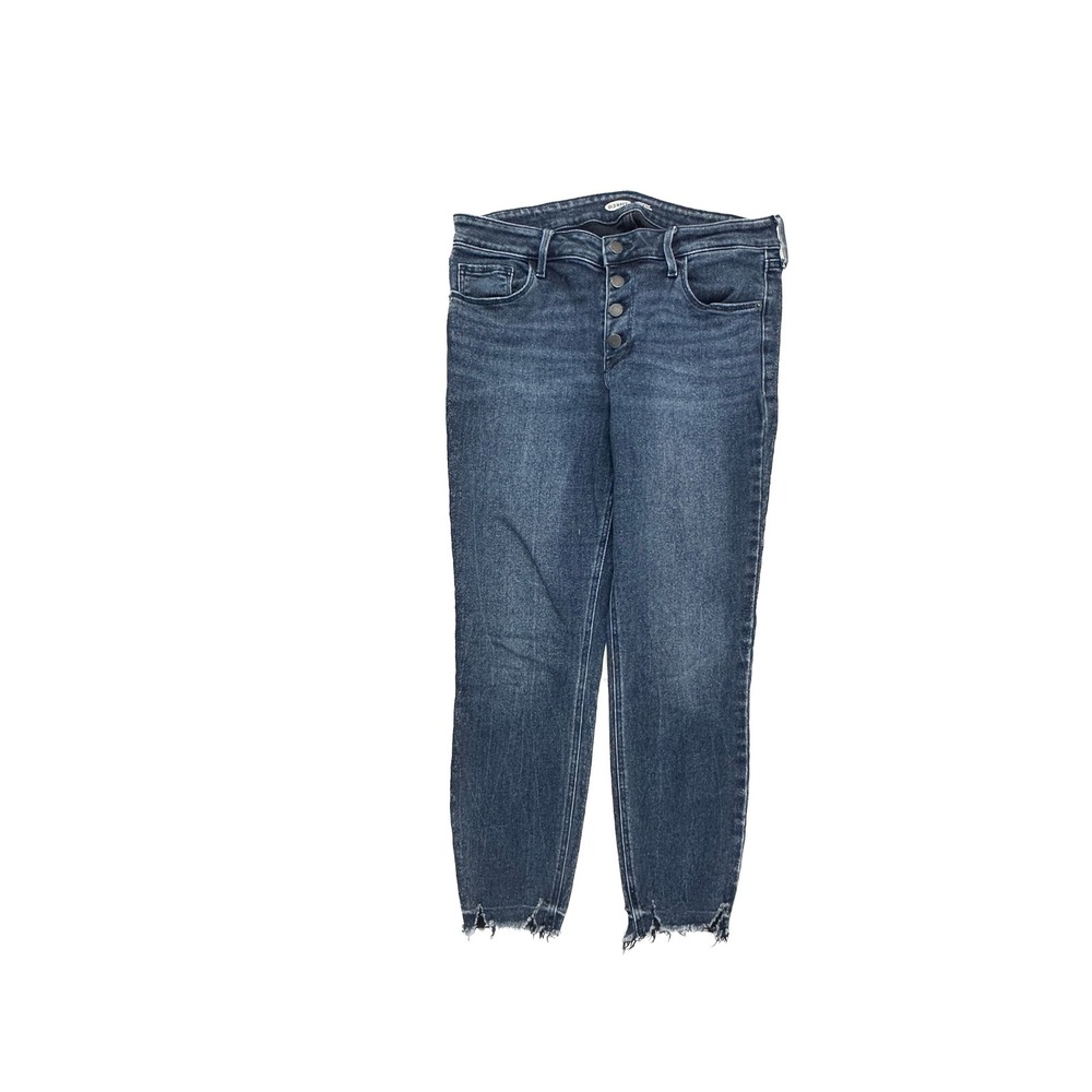 Old Navy Rockstar Super Skinny Jeans Womens 12 Dark Button‎ Fly Raw Hem Ankle